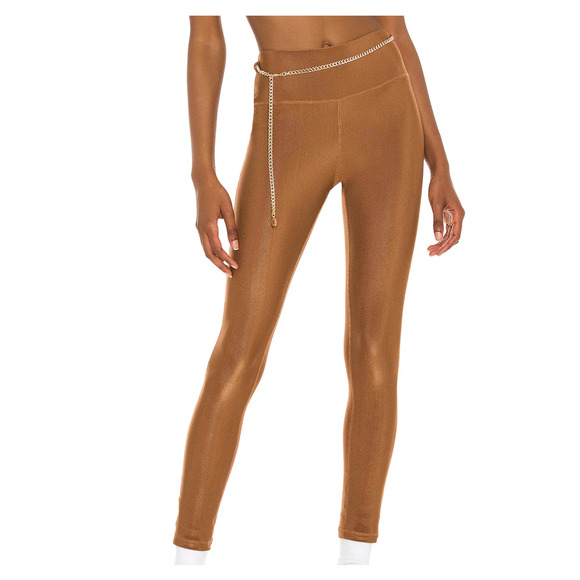 WeWoreWhat Chain High Rise Legging Ribbed Brown Stretch Athleisure Small NWT - Picture 2 of 12